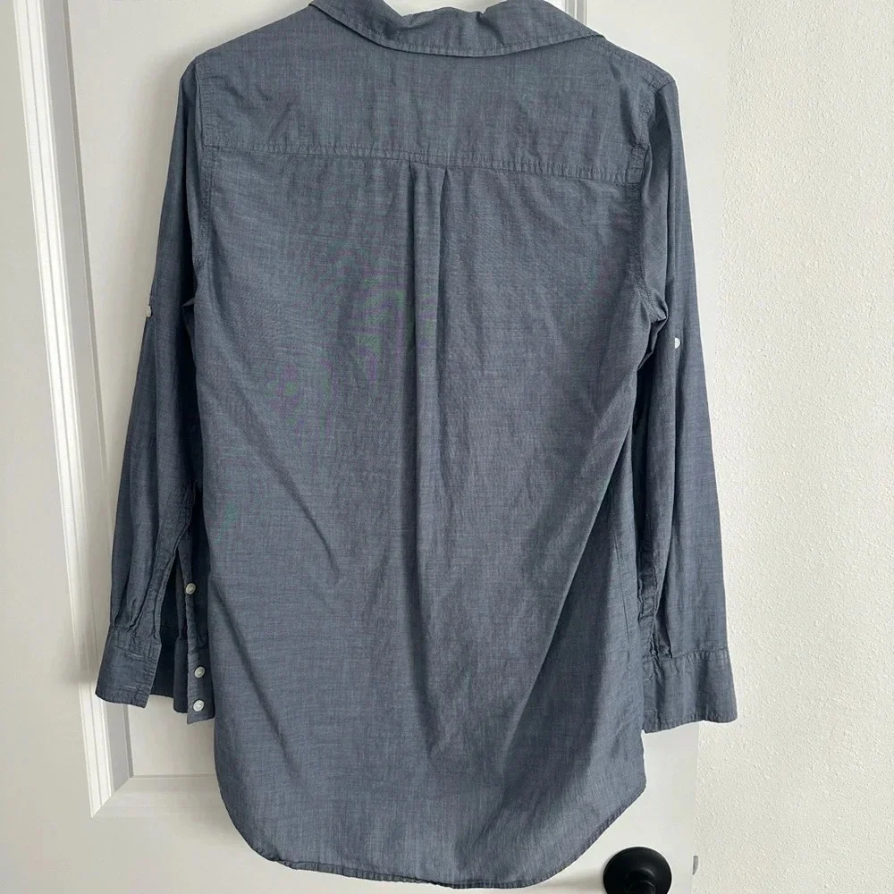 J. Crew Women’s Blue Chambray Denim Tunic or button-up Collard Night Shirt